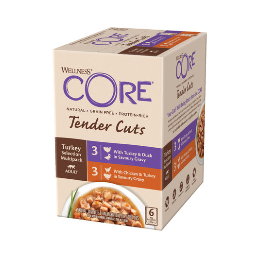Wellness CORE Tender Cuts Wet Food For Adult Cats With Chicken with Turkey Liver and Turkey With Duck in Broth 85*6g