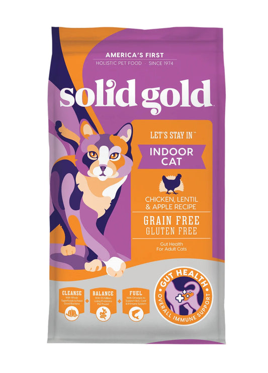 Solid Gold Lets Stay In Dry Food For Indoor Cats With Chicken and Lentils with Apple