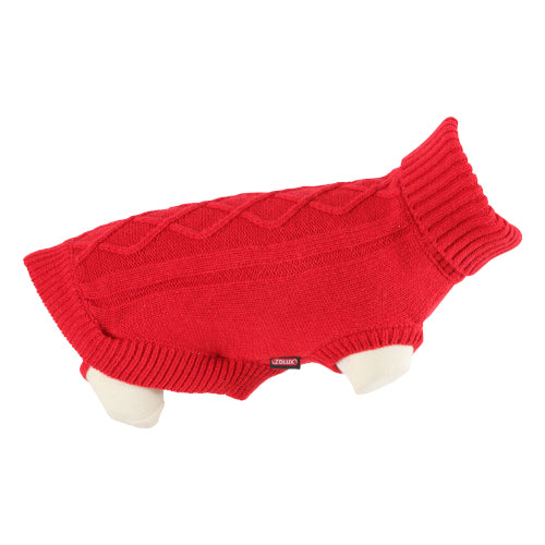 زولكس ملابس شتوية صوف للقطط والكلاب الصغيرة لون أحمر.