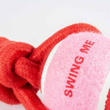 Coockoo Swing Me Dog Toy Ball with Rope Red and Pink