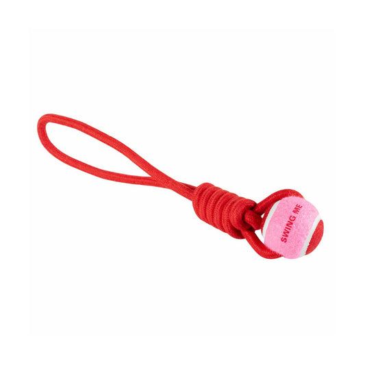 Coockoo Swing Me Dog Toy Ball with Rope Red and Pink