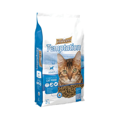 Princess Temptation dry food for adult cat to support digestive health with chicken