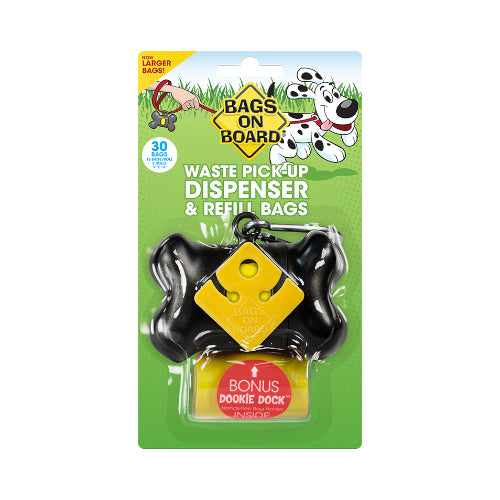 باقز اون بورد حامل أكياس فضلات للكلاب شكل عظمة الوان متعددة.