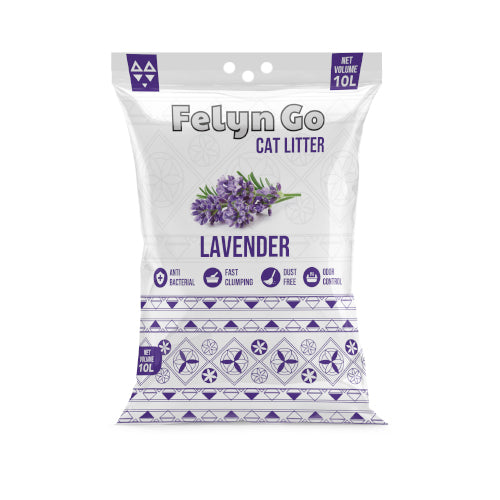 فيلاين قو رمل ناعم بنتونيت للقطط برائحة اللافندر.