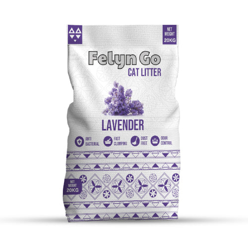 فيلاين قو رمل ناعم بنتونيت للقطط برائحة اللافندر.
