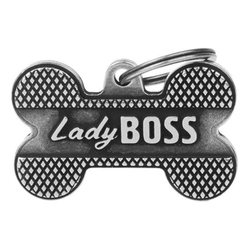 ماي فاميلي قلادة LADY BOSS شكل عظمة لون فضي حجم كبير L.