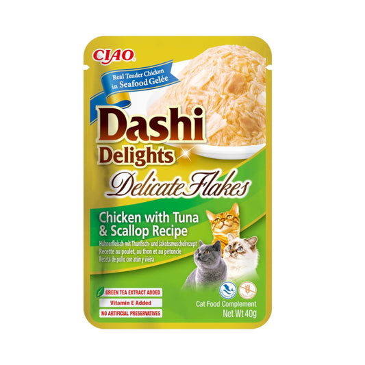 INABA Dashi Delight Cat Complement Wet food With Chicken and Tuna With Scallop Flakes 40g