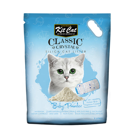 كت كات كلاسيك رمل للقطط كريستال برائحة بودرة الطفل 5 لتر