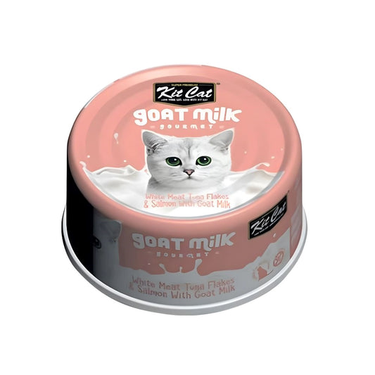 Kit Cat Wet Food White Tuna Flakes & Salmon with Goat Milk 70 g