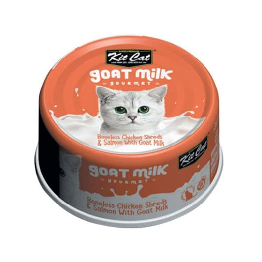 KitCat Wet Food with Boneless Chicken Shreds & Salmon with Goat Milk 70 g