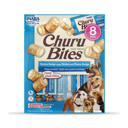 Inaba Churro Dog Treats Chicken & Cheese Recipe Wraps 8 x 12 g