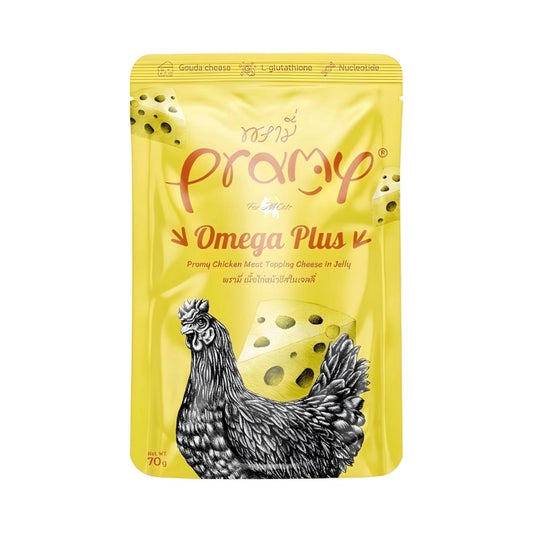 Pramy Wet Food Chicken topping Cheese in Jelly for Cats 70g