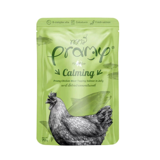 Pramy Wet Food Chicken topping Salmon in Jelly For Cats 70g