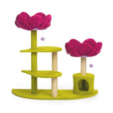 Kitty Power Paws Double Floor Scratcher for Cats with Two Beds and One House Flower Shape