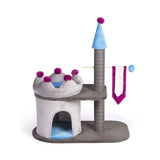 Kitty Power Paws Scratcher for Cats, Castle Shape, Gray Color