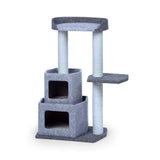 Kitty Power Paws Scratcher for Cats With Two Houses and a Bed, Blue Color