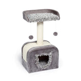 Kitty Power Paws Scratcher for Cats With a House and a Bed, Gray Color