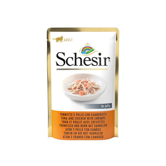 Schesir wet cat food tuna, chicken and shrimp in Broth 85 g