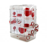 Zolux Rody cage for rodents, three floors, red color