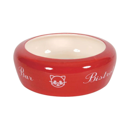 Zolux ceramic bowl for cats and dogs, red color, 13 cm in diameter