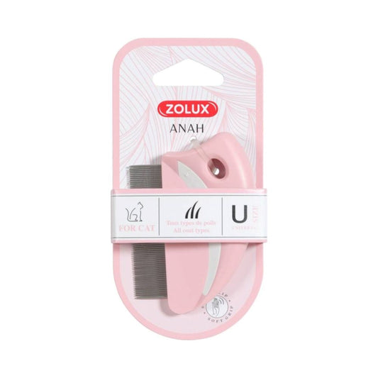 Zolux comb for cats for all types of fur, pink color