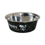 Zolux Happy Stainless Steel Dog Bowl, Non-Slip, Black