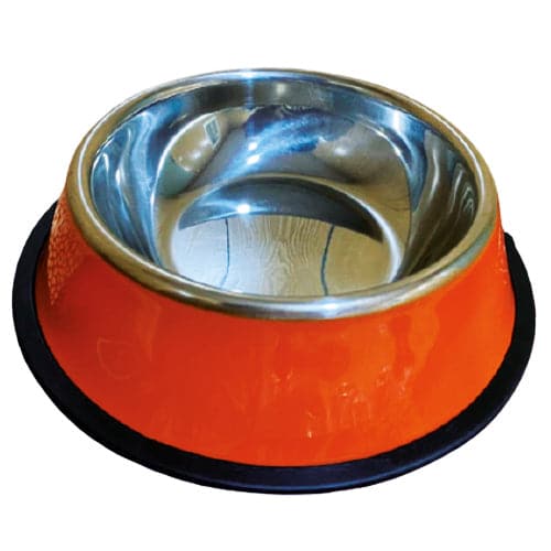صحن طعام ستيل دائري للقطط و الكلاب مع قاعدة تمنع الانزلاق قطر 25.5 سم | متجر باندا.