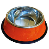 صحن طعام ستيل دائري للقطط و الكلاب مع قاعدة تمنع الانزلاق قطر 25.5 سم | متجر باندا.