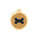 ماي فاميلي قلادة دائرية لون ذهبي لامع شكل عظمة لون اسود | متجر باندا.