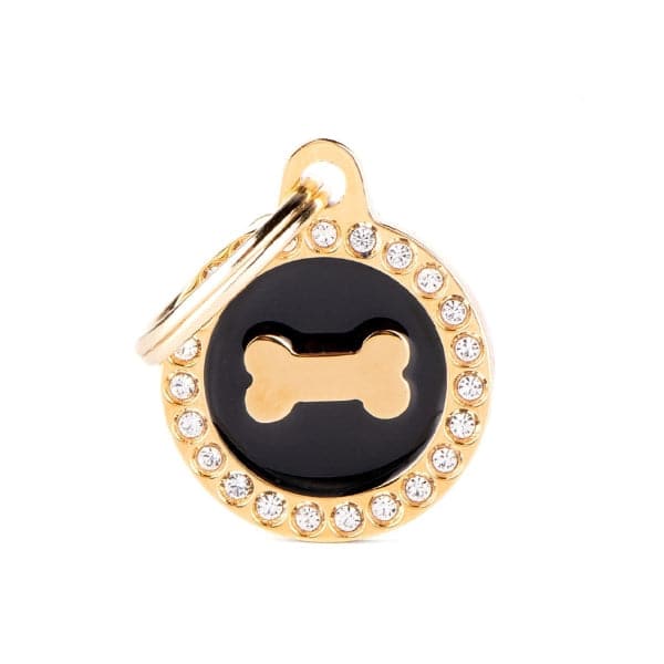 ماي فاميلي قلادة عظم على شكل دائرة سوداء لماع صغيرة