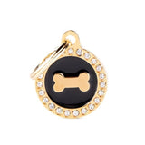 ماي فاميلي قلادة عظم على شكل دائرة سوداء لماع صغيرة