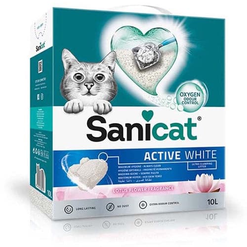 ساني كات اكتف وايت قطط رائحة زهرة اللوتس تكتل عالي 10 لتر | متجر باندا.
