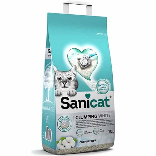 ساني كات رمل كربون ابيض للقطط برائحة القطن 10 لتر | متجر باندا.