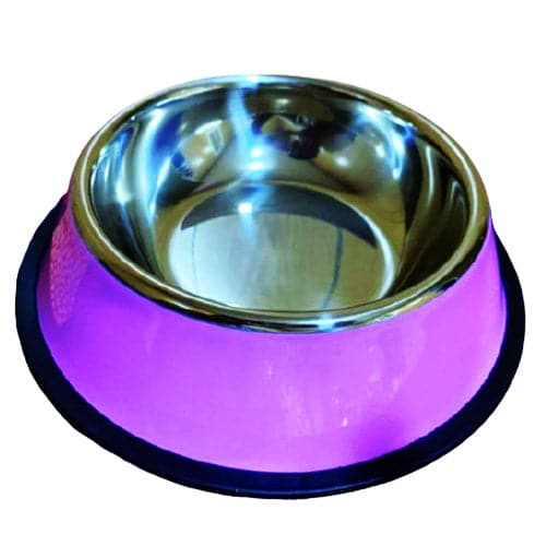 صحن طعام ستيل دائري للقطط و الكلاب مع قاعدة تمنع الانزلاق قطر 25.5 سم | متجر باندا.