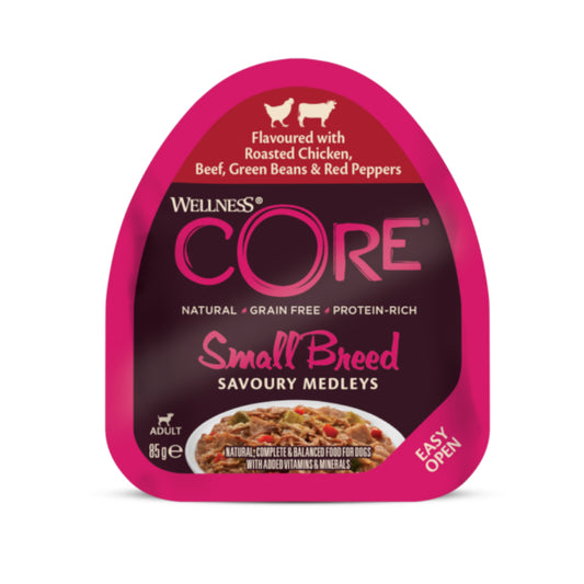 Wellness Core Wet Food for Small Breed Dogs With Chicken Beef and Green Beans Red Peppers 85g