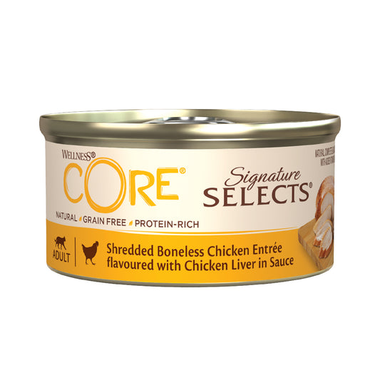 Wellness CORE Signature Selects Wet Food For Adult Cats Shredded Boneless Chicken with Chicken Liver in Sauce 79g