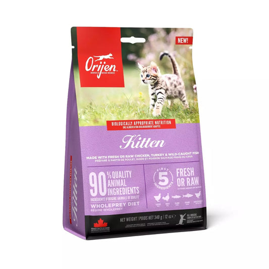 أوريجن فيت اند تريم طعام جاف للقطط الصغيرة بنكهة الدجاج والديك الرومي مع الأسماك