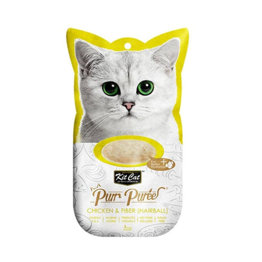 Kit Cat Puree Snack, Chicken & Fiber for Hairballs, 60g