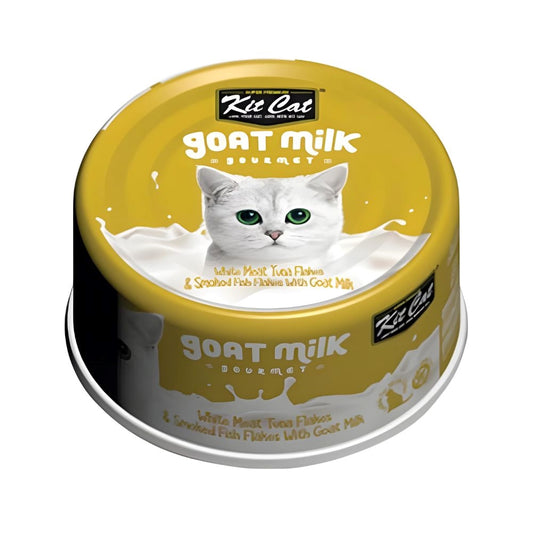 Kit Cat Wet Food White Tuna Flakes & Smoked Fish Flakes with Goat Milk 70 g