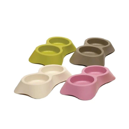 MP Bergamo Plastic Double Bowl for Cats and Dogs, Various Colors, 0.6 L