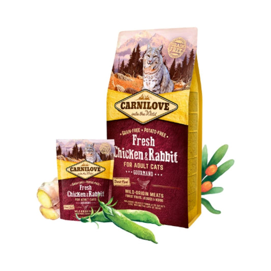 Carnilove Dry Food for Adult Cat, Fresh Chicken and Rabbit