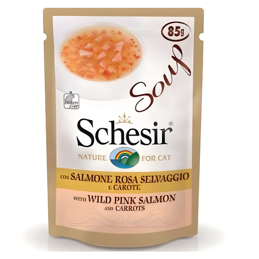 Schesir Wet Food Pink Salmon & Carrot Soup for Adult Cats 85g