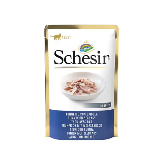 Schesir wet cat food tuna and sea ​​bass in Broth 85 g