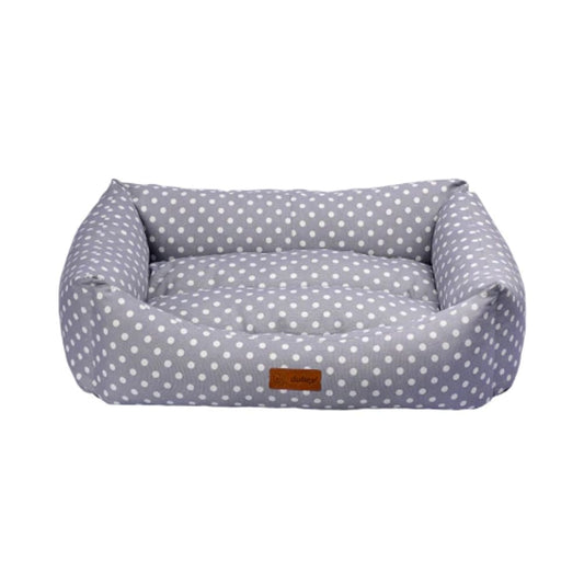 Feline Go Macaron Rectangular Dotted Bed for Cats and Dogs, grey