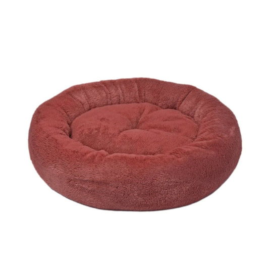 Feline Go Plush Round Bed for Cats and Dogs, red