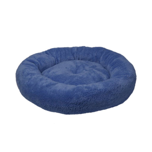 Feline Go Plush Round Bed for Cats and Dogs, blue