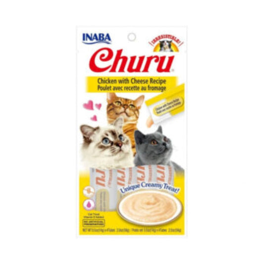 Inaba Churro Cat Treats, Chicken with Cheese Recipe 4 x 14 g