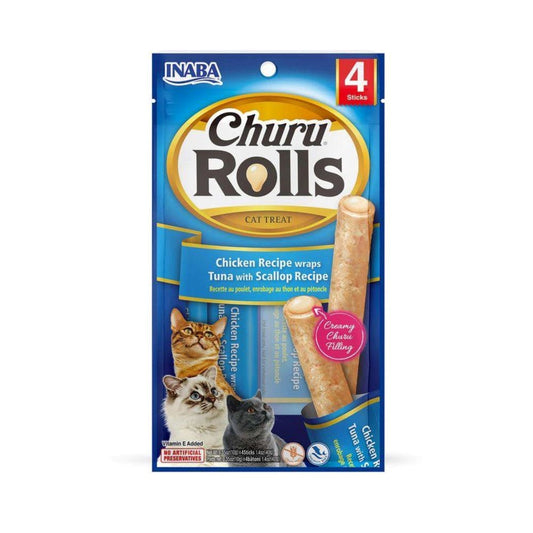 Inaba Churro Rolls Cat Treats, Tuna with Scallop Recipe 4 x 10 g