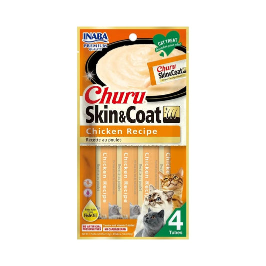 Churro Skin and Coat Chicken Treats For Cats, 4 x 14 g