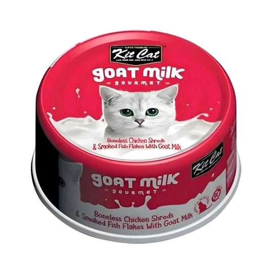 KitCat Wet Food with Boneless Chicken Shreds & Smoked Fish Flakes with Goat Milk 70 g